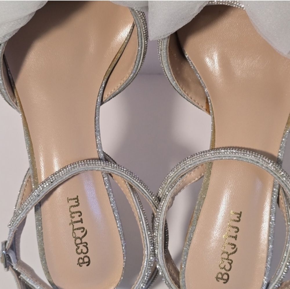 Elegant Silver Rhinestones and White Women's Heels - Picture 14 of 17